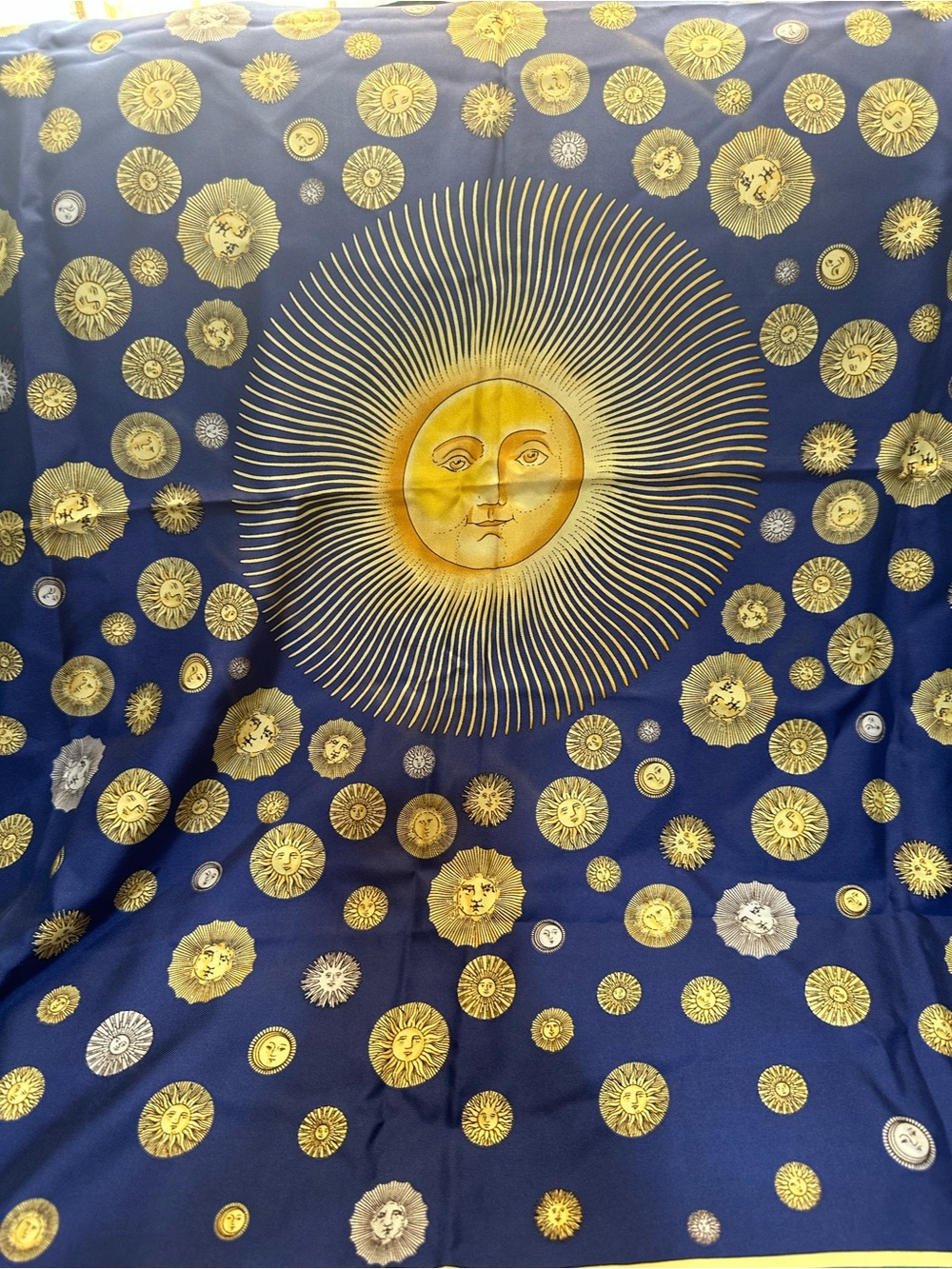 Gucci Navy Blue and Gold Sunburst Tapestry